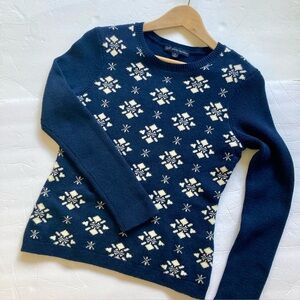 Brooks Brothers /  Navy Blue snowflake wool blend women’s  sweater